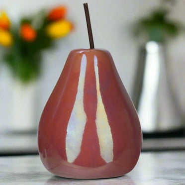 Urban Trends Ceramic Pear Statue Rose With Sage Finish 50982
