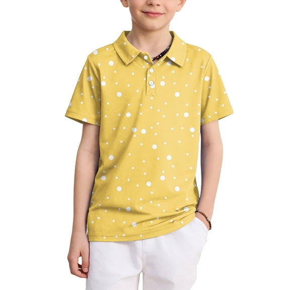 Grblisyd Boys Short Sleeve Polo Shirt Kids Cute Polka Dots Collar School Uniform Shirts Tops