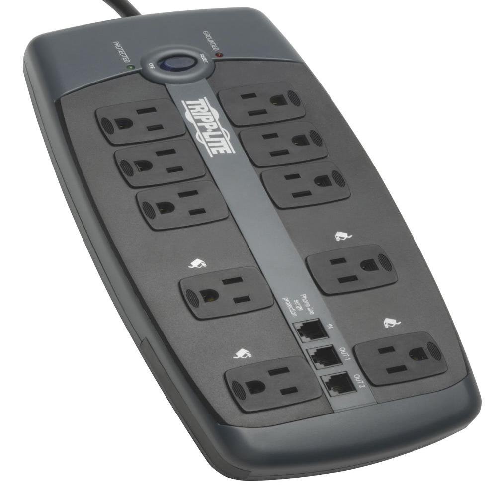 10 Outlet Surge Protector Power Strip, 8ft Cord, Tel/DSL Protection