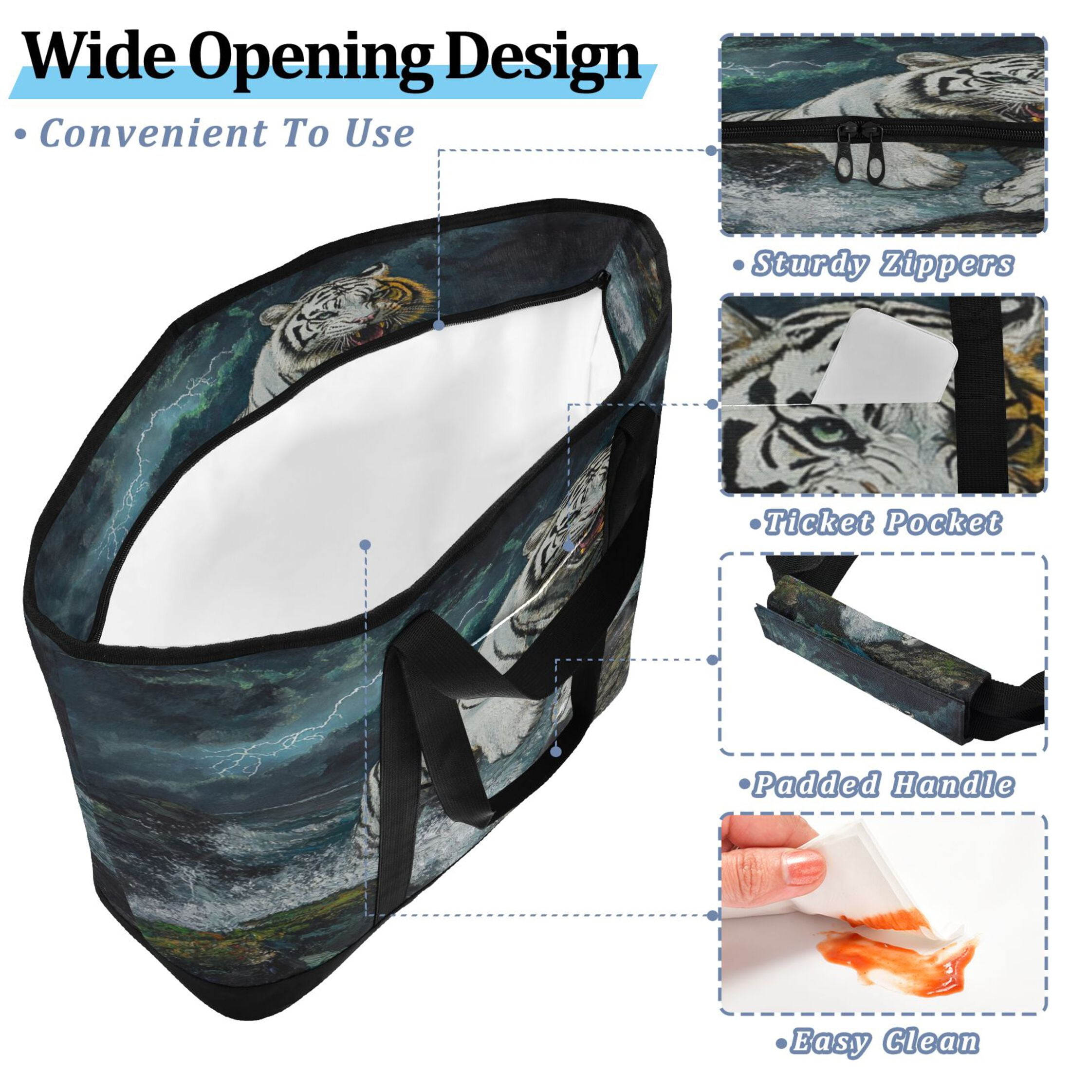 Large Hand-held Ice Pack Picnic Bag Insulation and Refrigeration Suitable for Shopping Picnics and Camping The Tiger by The Sea