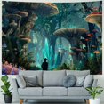 thumbnail image 4 of Creowell  Enchanted Forest Tapestry Mushroom Plant Fairy Tale Tree Jungle Landscape Wall Hanging Living Room Bedroom  40x30inch, 4 of 6