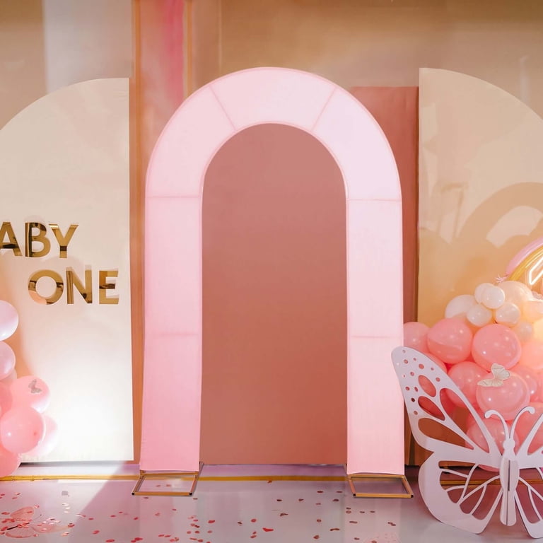 Efavormart 7ft Pink Spandex Fitted Open Arch Backdrop Cover