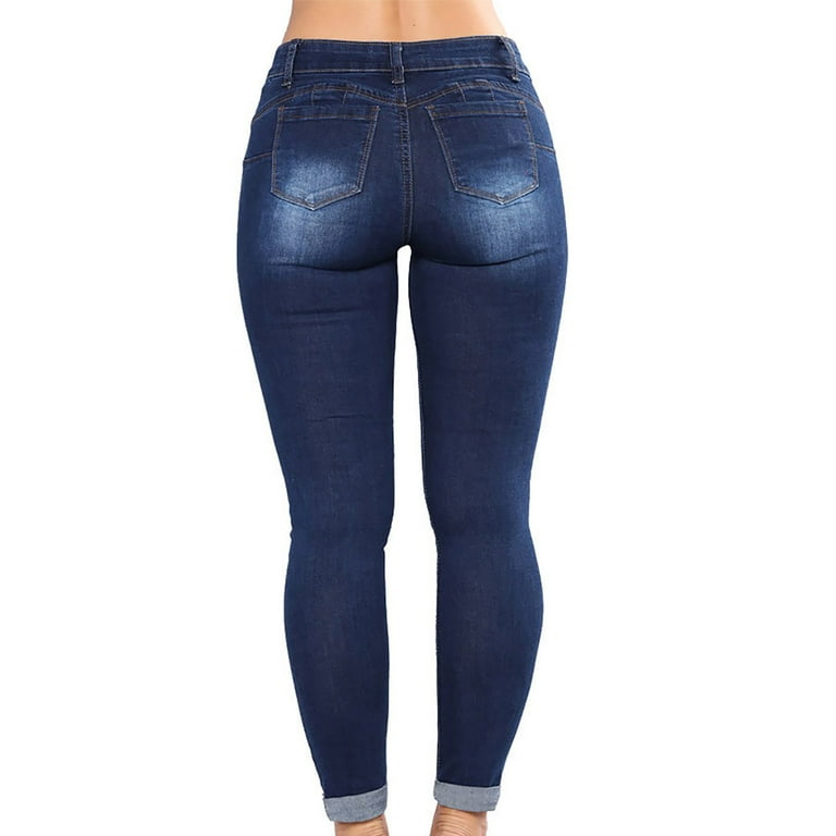 YYDGH Women High Waist Skinny Stretch Ripped Jeans Destroyed