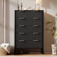 thumbnail image 3 of Fluted 5 Drawer Dresser for Bedroom 47" Wide Wooden Dresser TV Stand Modern Storage Organizer for Living Room, Hallway, Black, 3 of 11