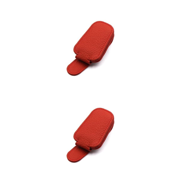 Speravity cuero coche gafas clip auto gafas de sol anteojos caso automotriz interior tarjeta billete clave titular suministros rojo Rojo 2piezas Speravity CBP294978