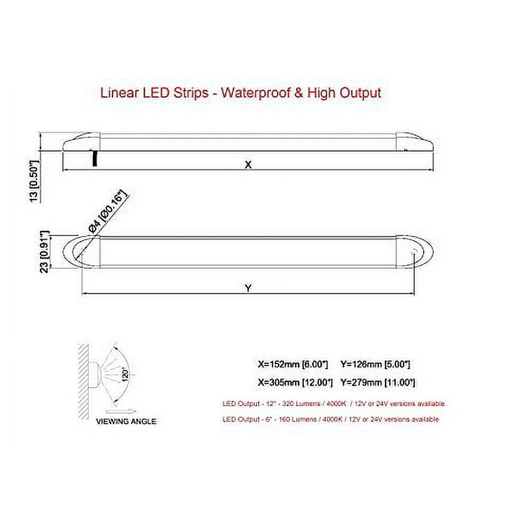LED Bar Light - Heavy Duty, Marine, RV - Waterproof 12 Volt DC LED Courtesy  Convenience lamp, RED LEDs, 8 Length