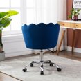 thumbnail image 4 of Desk Chairs With Wheels, Shell Design Swivel Barber Vanity Executive Office Chair With No Arms For Living Room Bedroom, Blue, 4 of 7