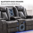 thumbnail image 5 of Power Reclining Sofa Set with Zero Gravity, Faux Leather Couch and Loveseat, Bluetooth Speakers, Wireless Charging, LED Lights, Cup Holders, Gray, 5 of 9