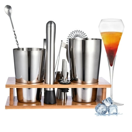 

Wowspeed 11PCS Bartending Kit Cocktail Shaker Set with Wooden Stand Cocktail Blending Tool for Bar