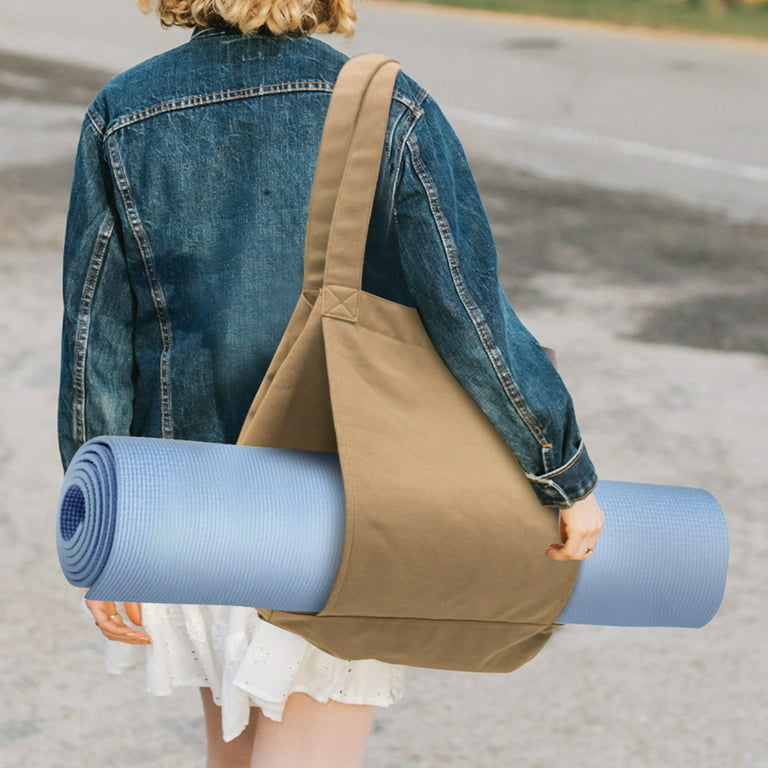 Vikakiooze Canvas Tote Bag With Yoga Mat Weight-bearing Pocket