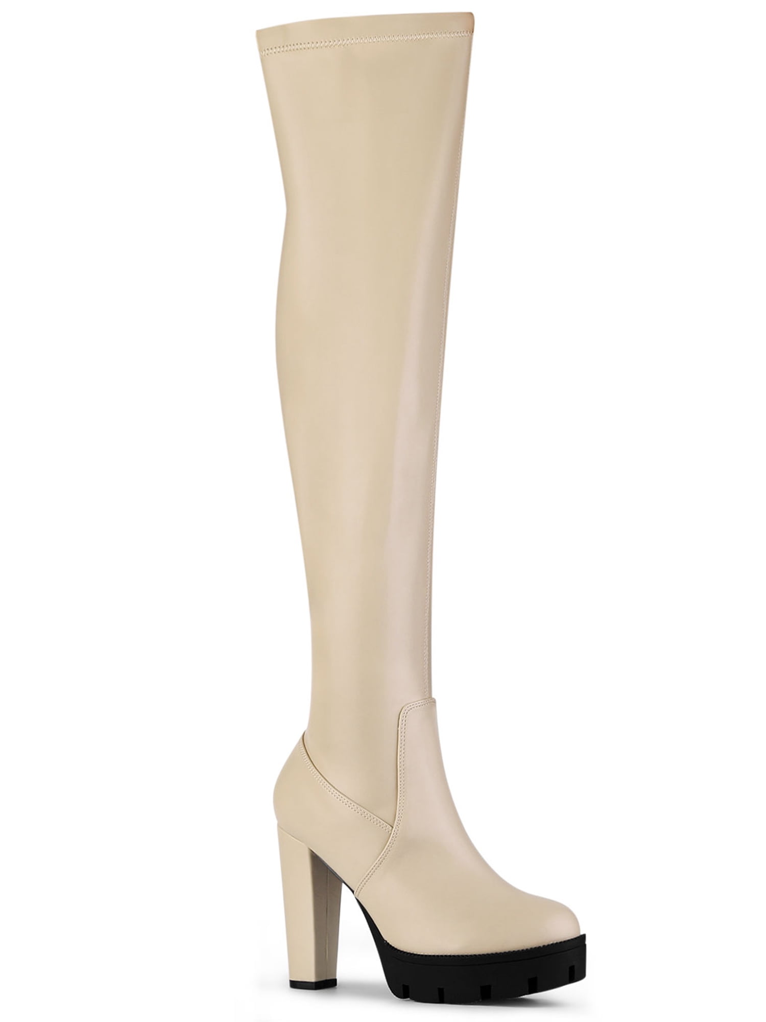 Allegra K Women's Platform Heels Chunky Heel Over Knee High Boots -  Walmart.com