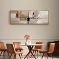 thumbnail image 4 of Large Framed Canvas Print Neutral Beige & BlackWall Art Decorative Ready to Hang Painting for Living room Bedroom 60x20 inches Natural Frame, 4 of 7