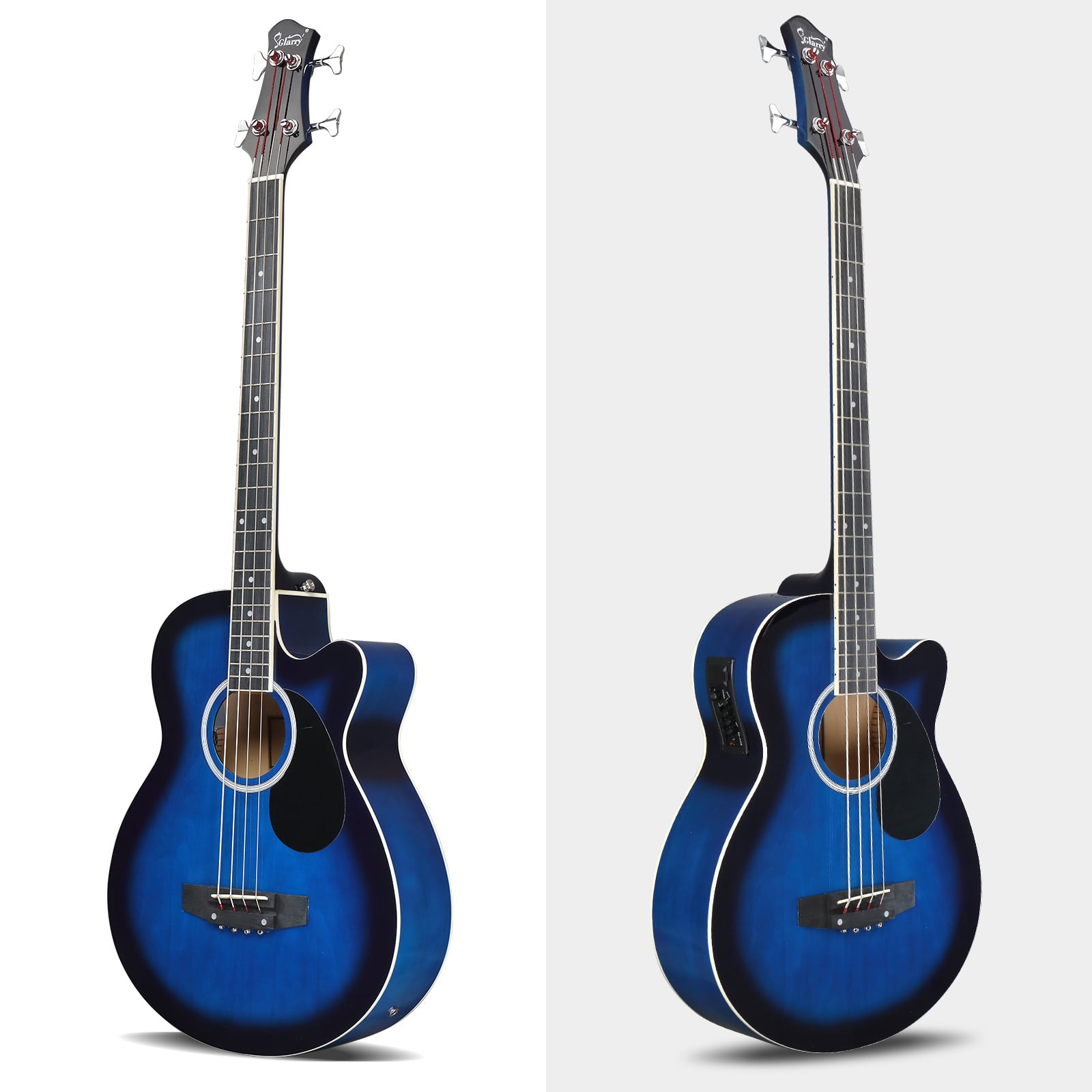 GMB101 4 string Electric Acoustic Bass Guitar w/ 4-Band Equalizer EQ-7545R Blue