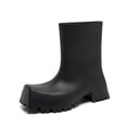 thumbnail image 5 of Botas de lluvia de punta cuadrada, botas cortas, suela gruesa, tacón grueso, botas hasta la mitad de la pantorrilla, botas de lluvia impermeables, antideslizantes, de moda para exteriores, 5 of 5