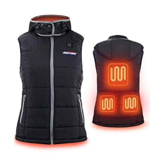 Women Heated Vest Detachable Hood Slim Fit Winter Warm Heated Waistcoat Lightweight Outdoor Sports Windproof Vest Size L