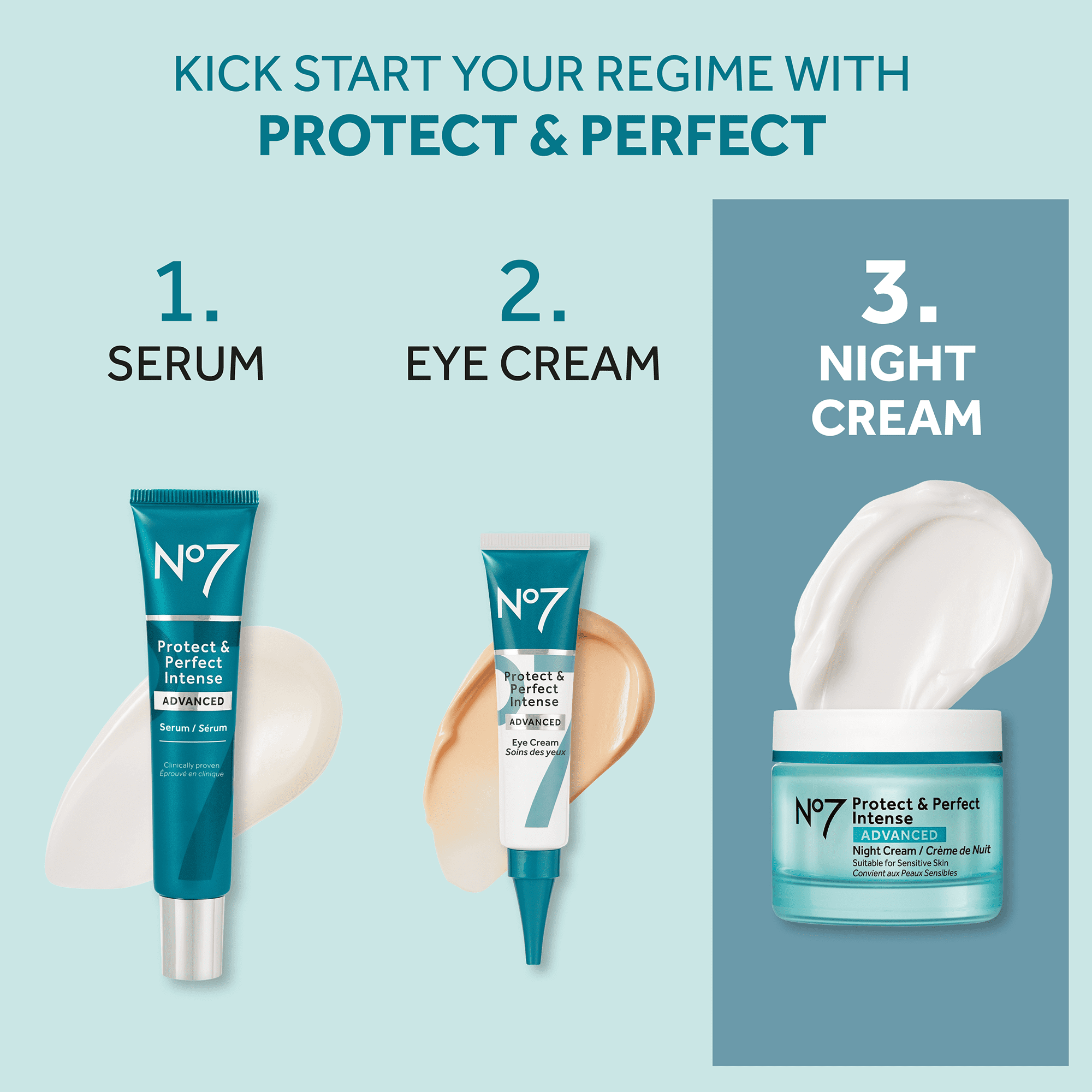 No7 Protect & Perfect Intense Advanced Anti Aging Skincare System - Day  Cream with SPF 30 - Hydrating Shea Butter Night Cream - Rice Protein 