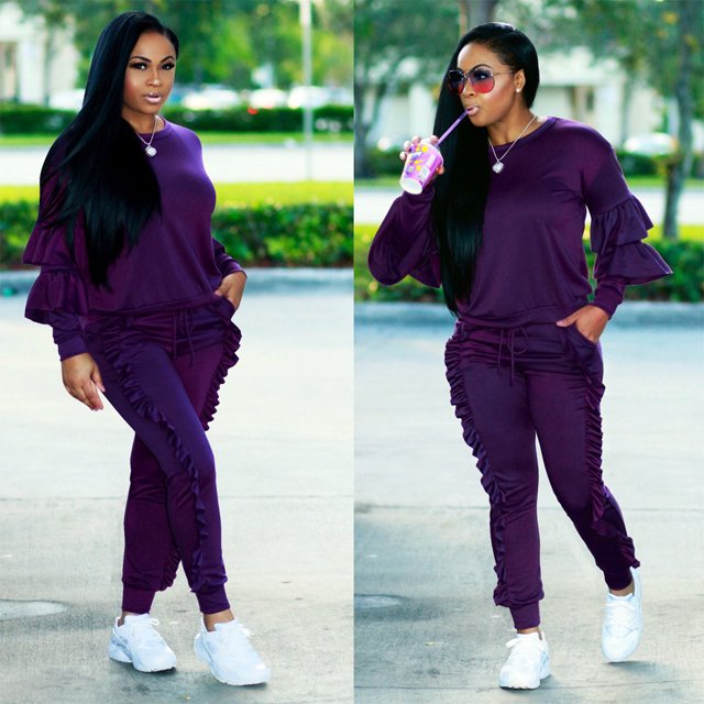 Conjunto de ropa deportiva de 2Pcs para mujer, pantalones con cordón, sudaderas con capucha, top Chicuu Traje de dos piezas