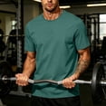 thumbnail image 5 of Men's Solid Crew Neck Short Sleeve T-Shirt, Regular Fit Lightweight Casual Basic Summer Top S, 5 of 5