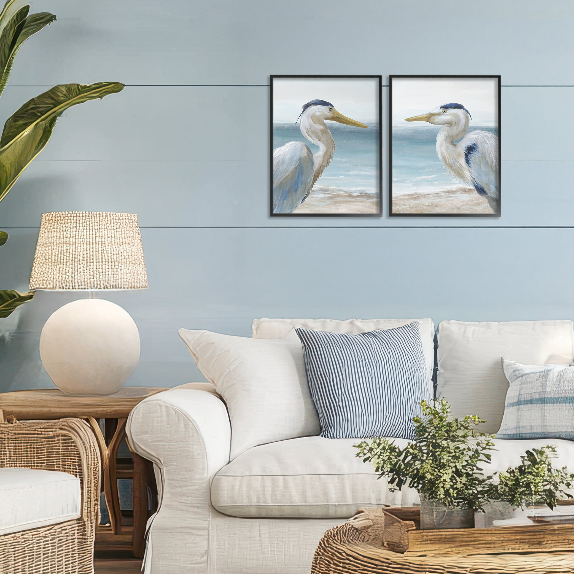 Stupell Industries Tranquil Gaze Herons 2 Piece Black Framed Giclee Art Set, design by Nan