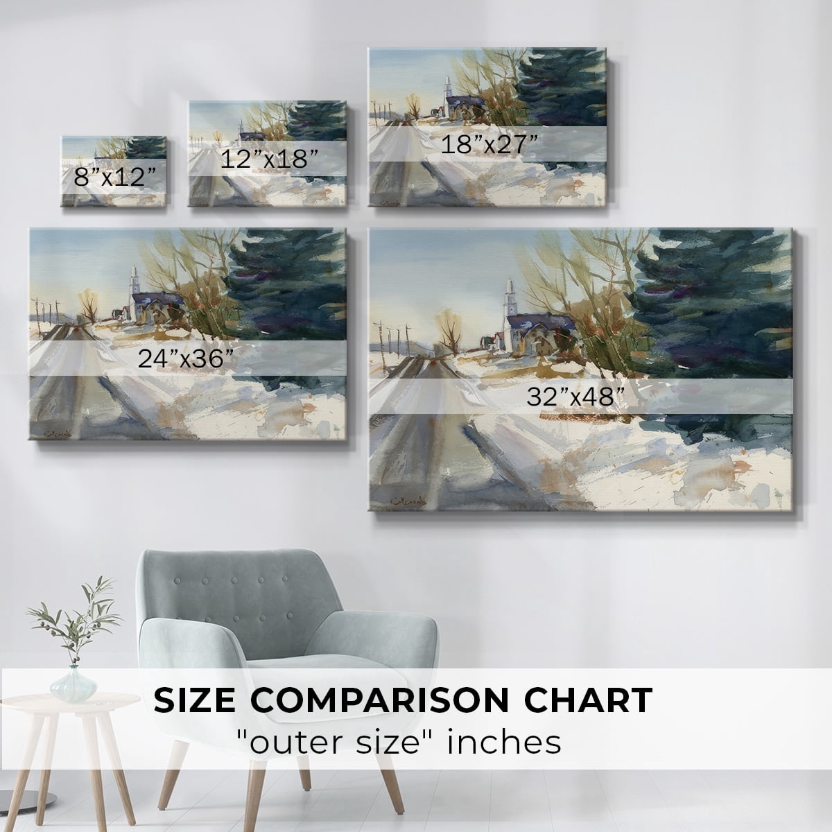 Congregational Church in Winter- Gallery Wrapped Canvas