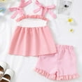 thumbnail image 5 of eileial Baby Girl Summer Outfits Plaid Tie-Up Straps Sleeveless Tank Tops Layered Bloomers Shorts Boutique Clothing Set,Pink 6-12, 5 of 6