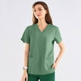 thumbnail image 5 of Green Scrubs for Women, 3 Pocket V-Neck Tailored Fit Workwear, Anti-Wrinkle Medical Scrub Tops Women L, 5 of 6