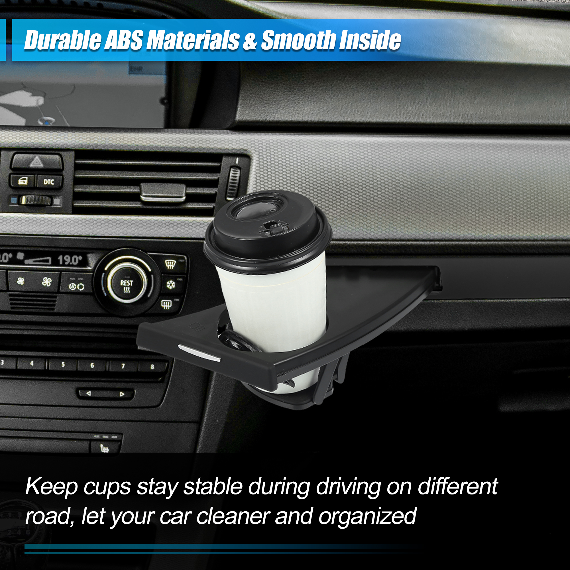 Unique Bargains 3Pcs Car Cup Holder Set for BMW E90 E91 E92 E93 3 Series 05-14 Gloss Black