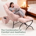 thumbnail image 5 of OMNIBERG Lazy Chair with Folding Ottoman, Oversized Comfy Lounge Chair with Armrests and Side Pocket for Reading, Relaxing, and Napping, Perfect for Living Room, Bedroom or Office, Pink, 5 of 9