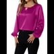 thumbnail image 2 of Camisa Informal de Satén de Larga para Mujer, Elegante Blusa de Trabajo, Atuendo Formal de Otoño para la Oficina Rosa Roja L, 2 of 10