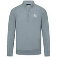 thumbnail image 2 of Men's Levelwear  Gray Kansas City Royals Upright Insignia Tri-Blend Quarter-Zip Pullover, 2 of 3