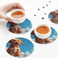 thumbnail image 3 of KLL Drink Coasters Set Round Shape of 4,PU Leather Absorbent Coasters Set Decorative Coffee Cup Coasters Housewarming Gift for Home Decor-Blue Sky Cloud Puppy, 3 of 5