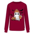 thumbnail image 4 of SETOOFF Halloween Ghost Rhinestone Crew Neck Pullover Sweatshirt for Women, Loose Fit Long Sleeve Shirts Lightweight Tunic Blouses Holiday Costume Tops for Daily Casual Work Fashion, 4 of 6