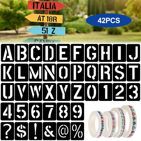 42pcs Letter & Number Stencils, TSV Reusable PP Stencils for Arts Crafts DIY Projects