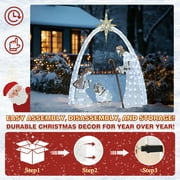 VEIKOUS 5ft Lighted Nativity Scene Christmas Decor Outdoor w/ 150 LED Lights, Holy Family Holiday Yard Decor Set ,White