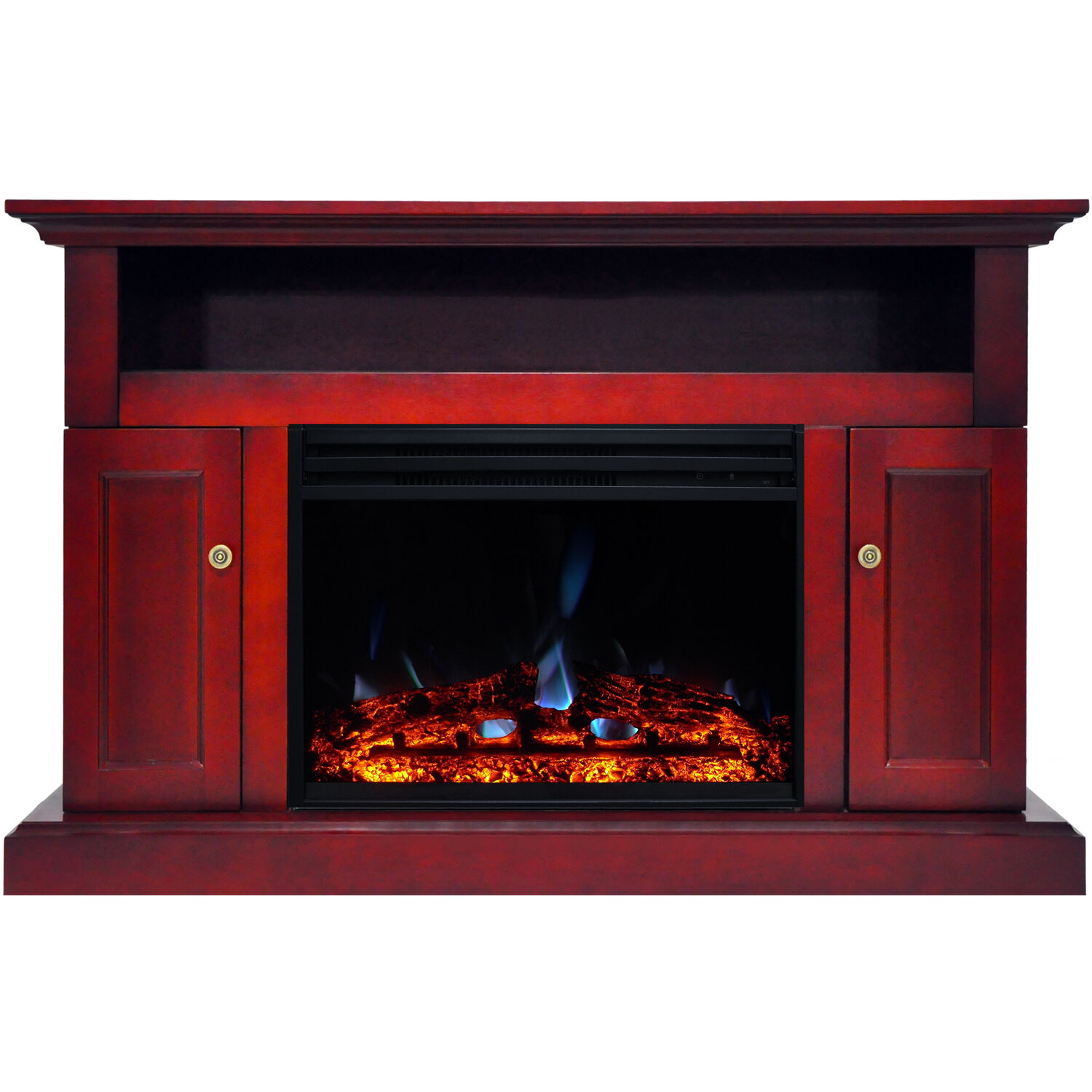 Hanover Kingsford Electric Fireplace Heater with Deep Log Display, Multi-color Flames and 47-In. Entertainment Stand in Cherry - image 5 of 10