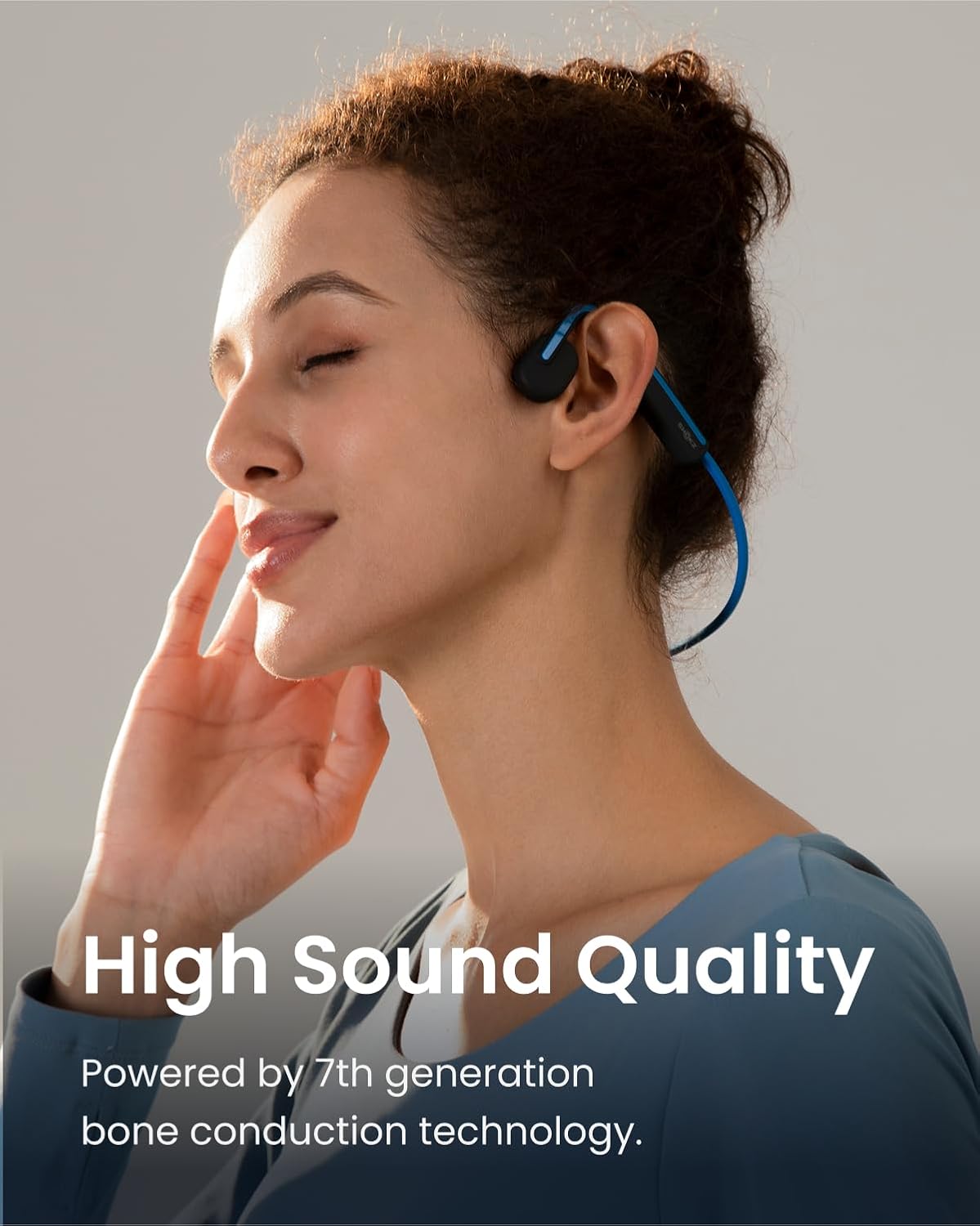 Shokz OpenMove Bone Conduction Waterproof Bluetooth Headphones for Sports, Blue, 1