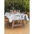 thumbnail image 2 of Outdoor Tablecloth with Umbrella Hole and Zipper, Navy Blue Leaves Rectangle Table Cloth 60x84 Inch Waterproof Tablecloth, Summer Botanical Picnic Table Cover for Patio Camping, 2 of 7