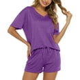 thumbnail image 2 of Fantaslook Womens Pajamas Sets V Neck Short Sleeve Lounge Top and Shorts Outfits Casual Loungewear with Pockets, 2 of 10