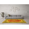 thumbnail image 3 of Ahgly Company Machine Washable Indoor Round Medallion Yellow Traditional Area Rugs, 3' Round, 3 of 4