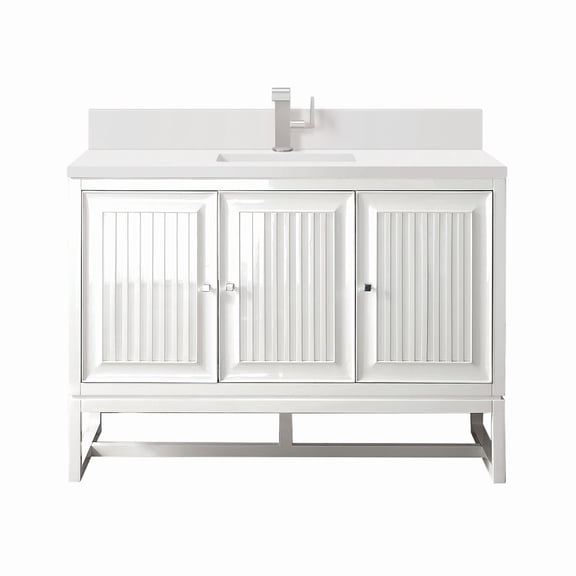 James Martin Vanities E645-V48-1Wz Athens 48" Single Basin Poplar Wood Vanity Set - White