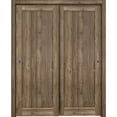 thumbnail image 1 of Sliding Closet Bypass Doors 48 x 84 inches | Quadro 4111 Walnut | Sturdy Rails Moldings Trims Hardware Set | Wood Solid Bedroom Wardrobe Doors, 1 of 5