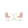 thumbnail image 5 of HomeStock Old World Charm 3 Piece Dining Set Contains A Round Kitchen Table With Pedestal And 2 Chairs, Linen White, 5 of 5