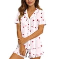 thumbnail image 6 of AUNVITO Women's Pajama Set Button Down Short Sleeve Top and Shorts Cute and Comfortable Sleepwear Loungewear, 6 of 7