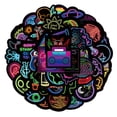 thumbnail image 2 of 1 set 50pcs Waterproof Neon style Stickers for Water Bottles Laptop Luggage Cup Computer Mobile Phone Skateboard Guitar Stickers Mixed Patterns 25~60x60~85mm 50pcs/set, 2 of 4
