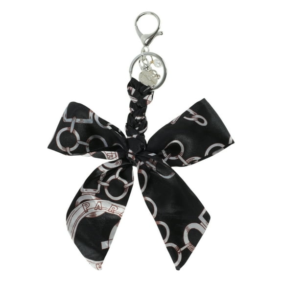 Unique Bargains 1 Pc Fashion Bow-knot Scarf Handbag Charm Bag Accessories Black