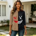 thumbnail image 3 of Halloween 3/4 Sleeve Sweatshirt for Women, Lightweight Pumpkin Shirt Casual Loose Crewneck Raglan Pullover Top Style31# S, 3 of 5
