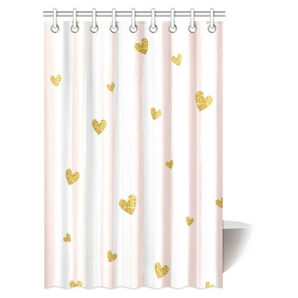 Op Pink White Striped Decorations, Pink And Gold Shower Curtain