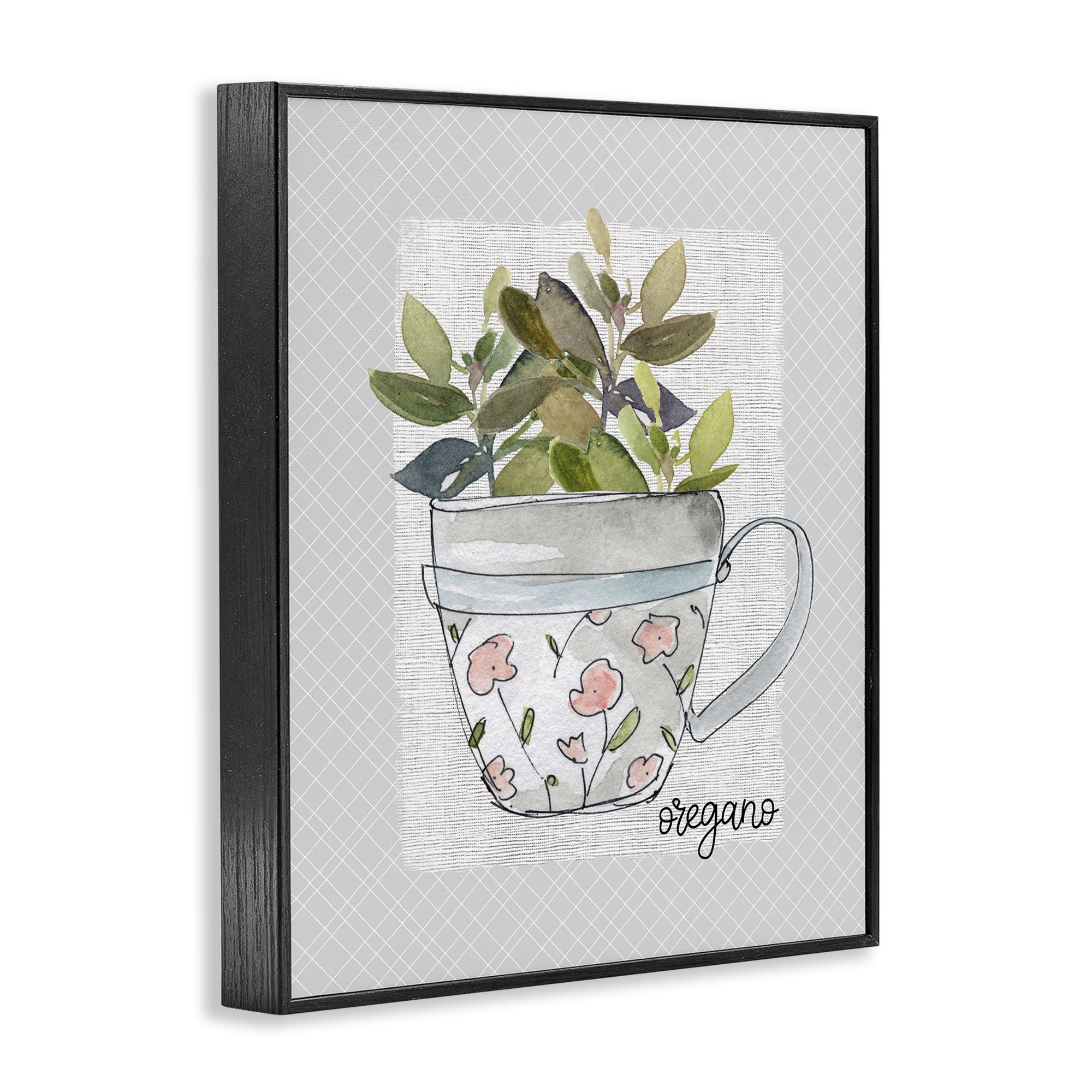 Stupell Industries Oregano Herb Mug Black Framed Giclee Art, design by Livi Finn