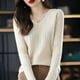 thumbnail image 3 of Suéter de mujer, jersey de manga larga, jersey de punto con cuello en V, suéter de moda para mujer, invierno 2022, ropa básica femenina, suéteres sólidos OL, 3 of 5