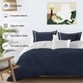 thumbnail image 3 of Solid Color Duvet Cover Set Twin Size, Dark Blue 4 Piece Soft Microfiber Bedding Set with 1 Duvet Cover, 1 Flat Sheet, 2 Pillowcases, 3 of 9